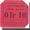 Algeria 10 Centimes Banknote, Sidi-Bel-Abbès, valeur faciale, 1916 -