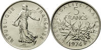France 5 Francs Coin, Semeuse, Paris, Nickel Clad -