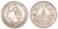 France 5 Francs Coin, Lavrillier, Nickel, Gadoury:760 -