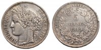 France 5 Francs Coin, Cérès, Strasbourg, Silver, KM:761.2 -