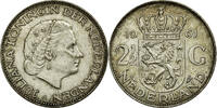 Netherlands 2-1/2 Gulden Coin, Juliana, Silver, KM:185 -
