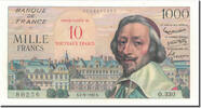 10 Nouveaux Francs on 1000 Francs  Frankreich 10 NF 1959-1963   Richelieu   UNZ-