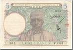 French West Africa 5 Francs Banknote, 1942-04-22, KM:25 -
