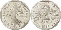 France 2 Francs Coin, Semeuse, Nickel, KM:942.2, Gadoury:547b -