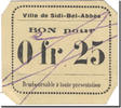 Algeria 25 Centimes Banknote, Sidi-Bel-Ab, 1916-18, Undated (1916-18) -