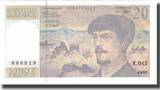 France 20 Francs Debussy, 1993, Fayette:66bis.5, KM:151h -