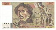 France 100 Francs Delacroix, O.37, Fayette:69.04b, KM:154b -