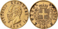 Italy 20 Lire Vittorio Emanuele II, Torino, Gold, KM:10 -