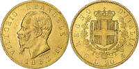 Italy 20 Lire Vittorio Emanuele II, Torino, Gold, KM:10 -
