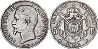 France 5 Francs Napoleon III, Paris, Silver, Gadoury:734 -