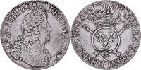 France Ecu Louis XIV, Écu aux insignes, Caen, réformé, Silver -