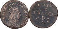 France Liard Louis XIV, Liard de France au buste juvénile, deuxième type -