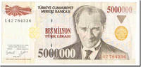 Turkey 5,000,000 Lira Banknote, 1997, KM:210 -