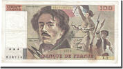 France 100 Francs Delacroix, Fayette:69.1a), KM:154a -
