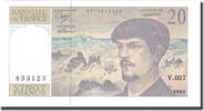 France 20 Francs Debussy, Fayette:66bis.01.A27, KM:151h -