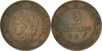 France 2 Centimes Coin, Cérès, Paris, Bronze, KM:827.1 -