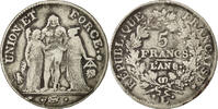 France 5 Francs Coin, Union et Force, Bayonne, Silver -