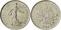 France 5 Francs Coin, Semeuse, Paris, Nickel Clad -
