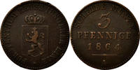 German States 3 Pfennig Coin, REUSS-SCHLEIZ, Heinrich LXVII, Berlin -