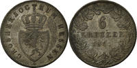 German States 6 Kreuzer Coin, HESSE-DARMSTADT, Ludwig II -