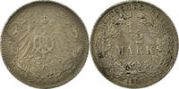 GERMANY - EMPIRE 1/2 Mark Coin, Silver, KM:17 -