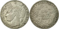 France 50 Centimes Coin, Cérès, Paris, Silver, KM:834.1 -
