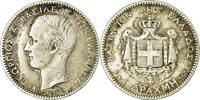 Greece Drachma Coin, George I, Paris, Silver, KM:38 -