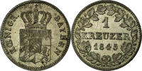 German States Kreuzer Coin, BAVARIA, Ludwig I, Silver, KM:799 -