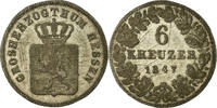 German States 6 Kreuzer Coin, HESSE-DARMSTADT, Ludwig II -