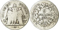 France 5 Francs Coin, Union et Force, Bordeaux, Silver -