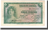 Spain 5 Pesetas Banknote, KM:85a -