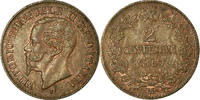 Italy 2 Centesimi Coin, Vittorio Emanuele II, Milan, Copper -