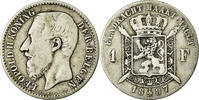 Belgium Franc Coin, Leopold II, Silver, KM:29.1 -