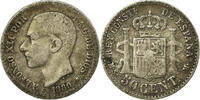 Spain 50 Centimos Coin, Alfonso XII, Madrid, Silver, KM:685 -