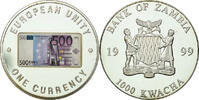 1000 Kwacha 1999 British Royal Mint Sambia Münze, British Royal Mint, STGL, Silver Plated STGL