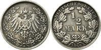 GERMANY - EMPIRE 1/2 Mark Coin, Munich, Silver, KM:17 -
