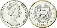 Isle of Man 15 Ecus Coin, Elizabeth II, Pobjoy Mint, Silver -