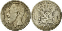 Belgium Franc Coin, Leopold II, Silver, KM:29.1 -