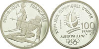 France 100 Francs Coin, Slalom Moderne, Silver, KM:984 -