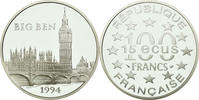 France 100 Francs-15 Ecus Coin, Big Ben, Silver, KM:1070 -