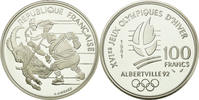 France 100 Francs Coin, Hockey, Silver, KM:993 -