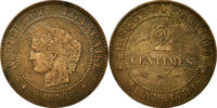 France 2 Centimes Coin, Cérès, Paris, Bronze, KM:827.1 -