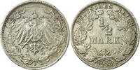 GERMANY - EMPIRE 1/2 Mark Coin, Stuttgart, Silver, KM:17 -