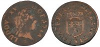 France Liard Coin, Louis XV, Liard à la vieille tête, Reims -