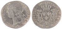France 12 Sols, 1/10 ECU Coin, Louis XV, 1/10 Écu au bandeau, Lyon -