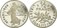 France 1/2 Franc Coin, Semeuse, Paris, Proof, Nickel -