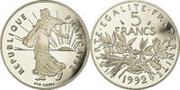 France 5 Francs Coin, Semeuse, Paris, Proof, Nickel Clad -