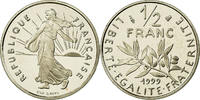 France 1/2 Franc Coin, Semeuse, Paris, Proof, Nickel -