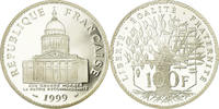 France 100 Francs Coin, Panthéon, Paris, Proof, Silver -