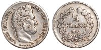 France 1/4 Franc Coin, Louis-Philippe, Rouen, Silver -